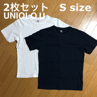 ユニクロ(UNIQLO)のブルー様専用　Tシャツ メンズ 美品 2枚セット Sサイズ ホワイト ネイビー (Tシャツ/カットソー(半袖/袖なし))