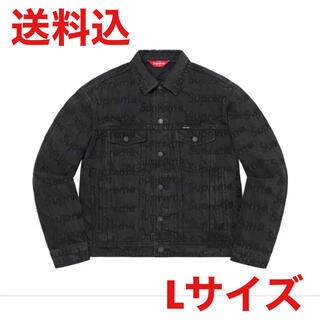シュプリーム(Supreme)のFlayed Logos Denim Trucker Jacket BLK L(Gジャン/デニムジャケット)