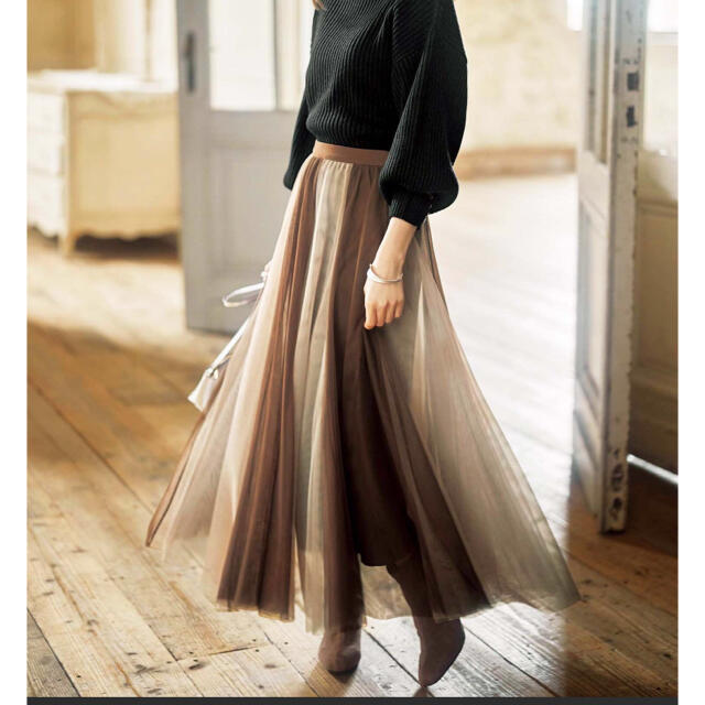 フレアチュールロングスカート レディースのスカート(ロングスカート)の商品写真