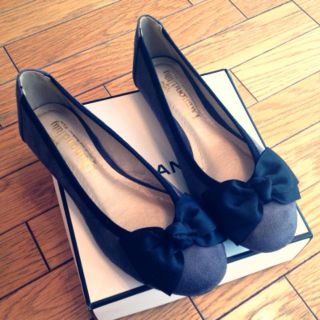 新品♪LLグレーリボンぺたんこパンプス♡(ハイヒール/パンプス)