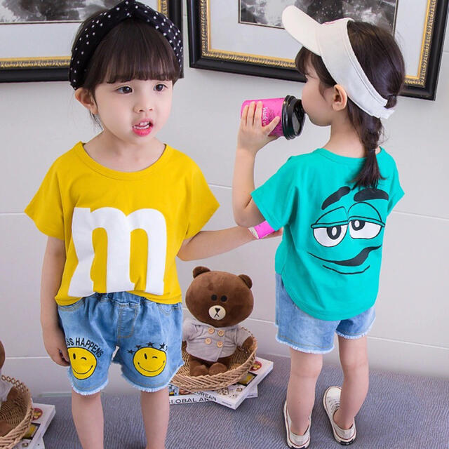 キッズ m&m'sトップス　半袖 Tシャツ 男女兼用 子供服夏物イエロー80 キッズ/ベビー/マタニティのベビー服(~85cm)(Ｔシャツ)の商品写真