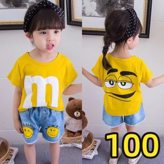 キッズ m&m'sトップス　半袖 Tシャツ 男女兼用 子供服夏物イエロー100(Tシャツ/カットソー)