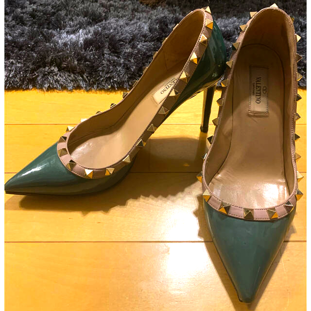 VALENTINO ヴァレンティノ ロックスタッズ パンプス グリーン 37 高