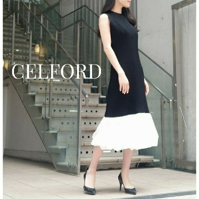 新品 CELFORD 新作 21ss異素材コンビニットワンピース 【おしゃれ】 37