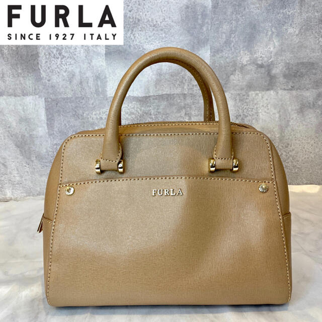 【FURLA】フルラ エレナ レザー サッチェル モカベージュ ハンドバッグ