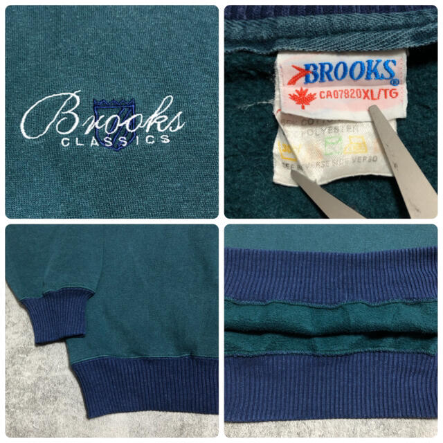 Brooks(ブルックス)の【はろー様専用】ブルックス☆刺繍ロゴブロック切替ハーフジップスウェット 90s メンズのトップス(スウェット)の商品写真