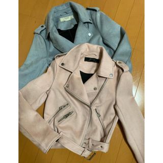 ザラ(ZARA)のZARAスエードライダースpink(ライダースジャケット)