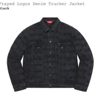 シュプリーム(Supreme)のFrayed Logos Denim Trucker jacket M 黒(Gジャン/デニムジャケット)