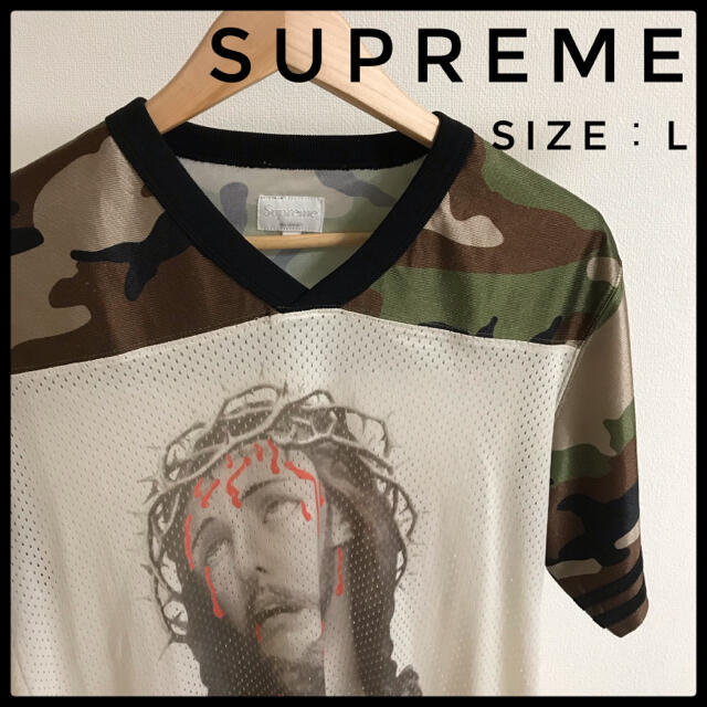 上品 Supreme - 　L TOP FOOTBALL JESUS シュプリーム14SS Supreme Tシャツ/カットソー(半袖/袖なし)