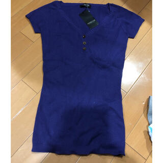シマムラ(しまむら)の【新品】紫ニット半袖セーター(ニット/セーター)