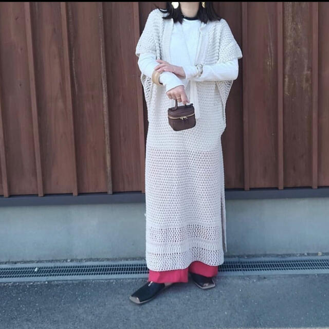 最終値下げoval Crochet Caftan Ecruロングワンピース/マキシワンピース