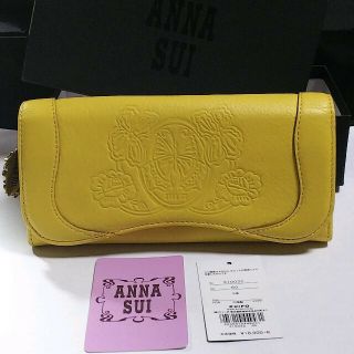 アナスイ(ANNA SUI)の美品　アナスイ　ANNNASUI 牛革　かぶせ 長財布　金運アップ！　イエロー(財布)