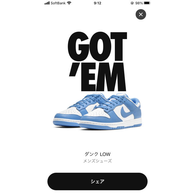 国内正規品　NIKE DUNK LOW “UNIVERSITY BLUE”DUNK