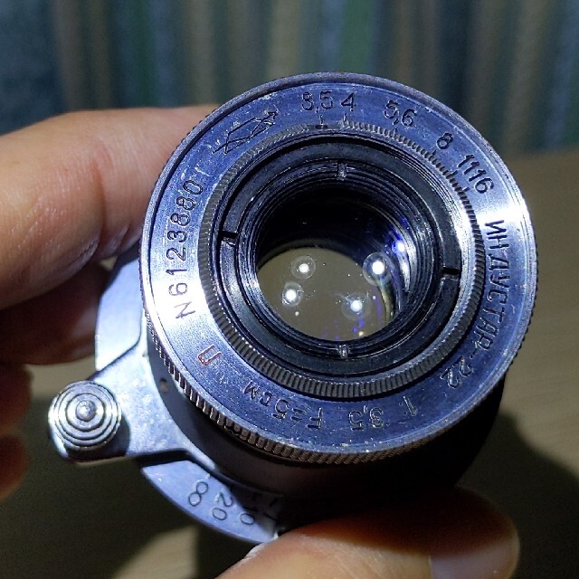industar-22  F3.5　L39マウント　LEICAキャップ付 スマホ/家電/カメラのカメラ(レンズ(単焦点))の商品写真