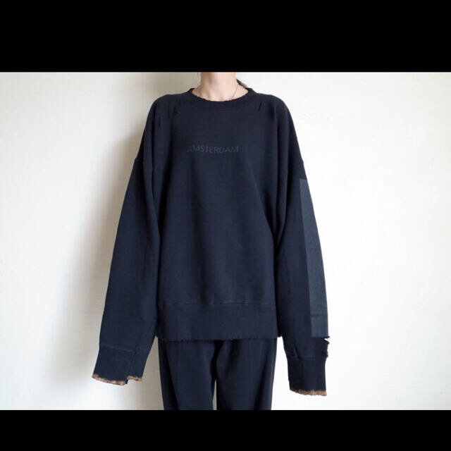 BLACKサイズstein OVERSIZED REBUILD SWEAT LS