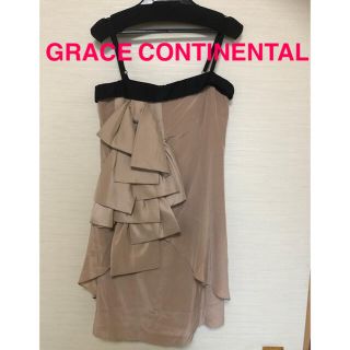 グレースコンチネンタル(GRACE CONTINENTAL)のGRACE CONTINENTAL リボンキャミワンピース シルク100 36(ミニワンピース)