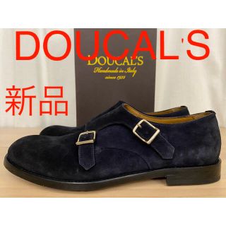 サントーニ(Santoni)の新品 デュカルス ダブルモンクストラップ スエード 革靴 プレーントゥ ネイビー(ドレス/ビジネス)