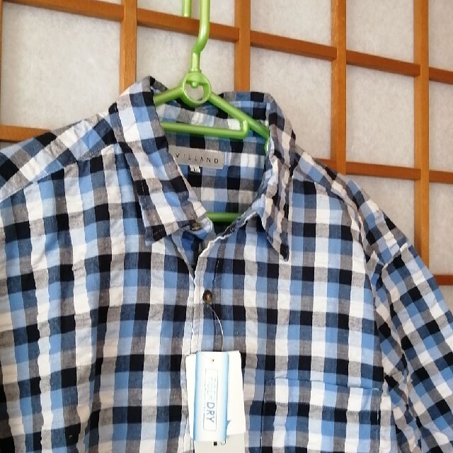 しまむら(シマムラ)の【新品】　ワッフル生地　青チェック　半袖シャツ　①-3 メンズのトップス(シャツ)の商品写真