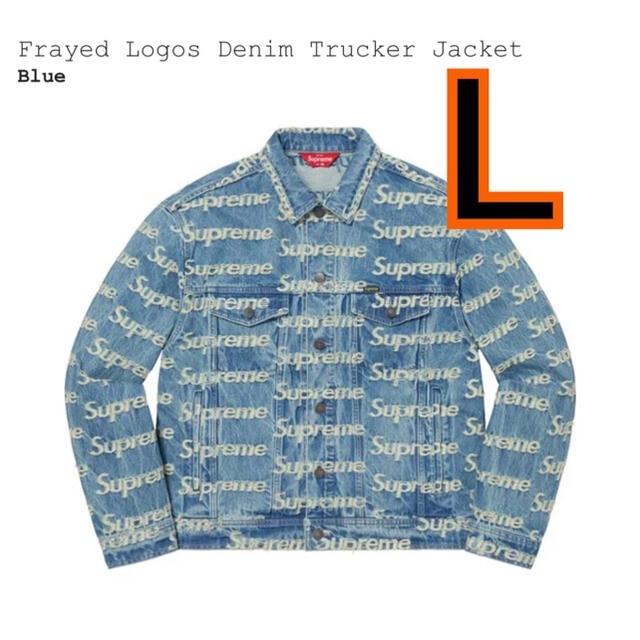 Frayed Logos Denim Trucker Jacket Blue L