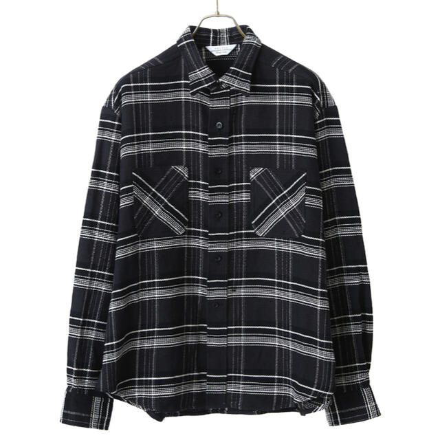 UNUSED 18aw oversize check shirt black