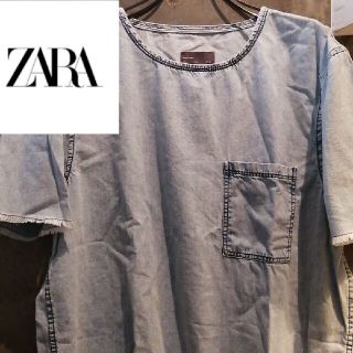 ザラ(ZARA)の【デニムポケット】ZARAプルオーバー　ブラックアイパッチ　ウエステッドユース(Tシャツ/カットソー(半袖/袖なし))