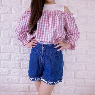 ベビードール(BABYDOLL)のPINKHUNT ピンクハント ギンガムチェックトップス M 150cm(Tシャツ/カットソー)