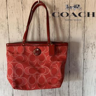 コーチ(COACH)の【大特価】コーチ　肩掛けバッグ　トートバッグ　レッド　シンプルデザイン(トートバッグ)