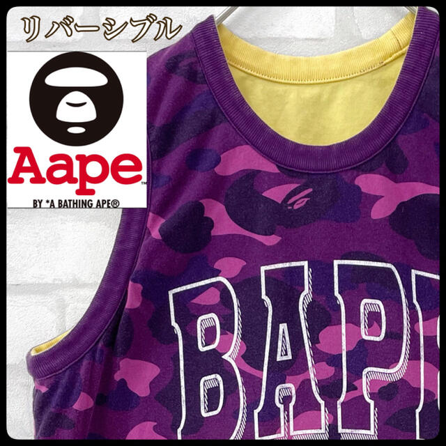 【レア】A BATHING APE サルカモ リバーシブルノースリーブTシャツ