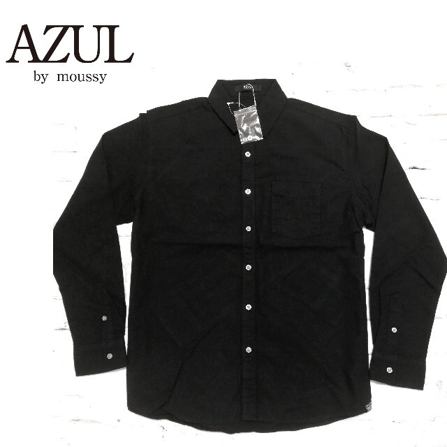 AZUL by moussy(アズールバイマウジー)の【未使用：Mサイズ】AZUL アズール　ブラックシャツ　シンプル　カッコイイ メンズのトップス(シャツ)の商品写真