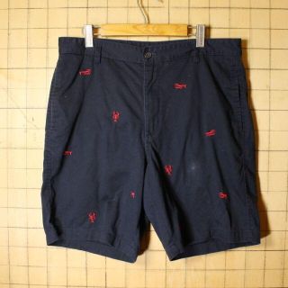 チャップス(CHAPS)のCHAPSチャップス ロブスター刺繍ショーツネイビーW34エビザリガニss132(ショートパンツ)