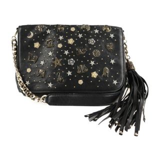 ジミーチュウ(JIMMY CHOO)のJIMMY CHOO ジミーチュウ ゾディアック  ショルダーバッグ  レザー   ブラック   スタッズ 12星座 タッセル 2WAY クラッチバッグ 【本物保証】(ショルダーバッグ)