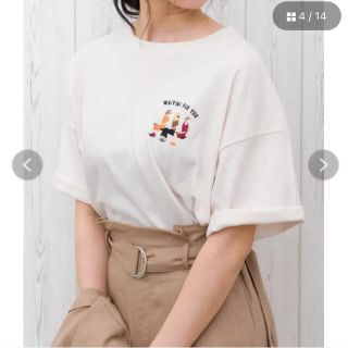 スプレイ(SpRay)のライトベージュ　刺繍Tシャツ(Tシャツ(半袖/袖なし))