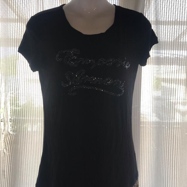 Emporio Armani(エンポリオアルマーニ)のEMPORIO ARMANI 黒のロゴあり　伸び伸びTシャツ⭐︎ レディースのトップス(Tシャツ(半袖/袖なし))の商品写真