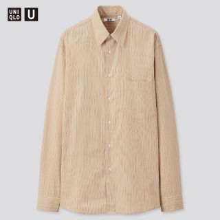 ユニクロ(UNIQLO)のUniqlo U(ユニクロユー) ブロードストライプシャツ　ベージュ　S(シャツ)