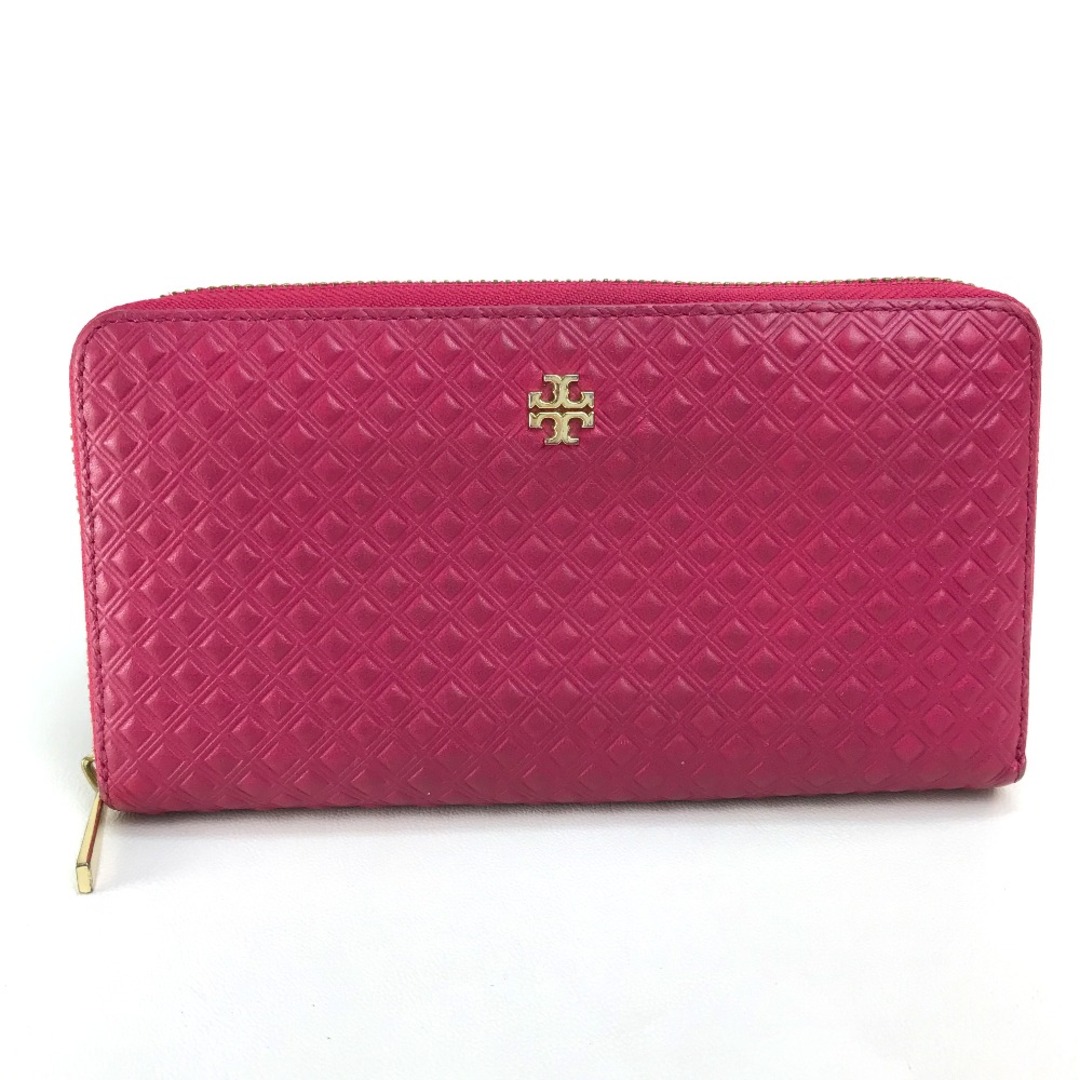 トリーバーチ Tory Burch ダイヤモンド柄 ロゴ 長財布 レザー ピンク