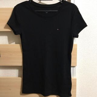 トミーヒルフィガー(TOMMY HILFIGER)のTOMMY HILFIGER ロゴ刺繍Tシャツ　レディース　S 黒(Tシャツ(半袖/袖なし))