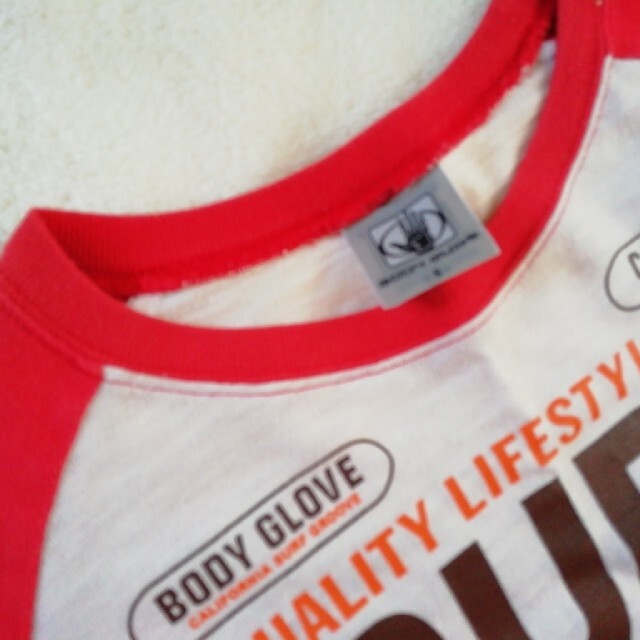 ラグランロンティー　白　メンズ　ボディーグローブ　ロンT　赤 メンズのトップス(Tシャツ/カットソー(七分/長袖))の商品写真