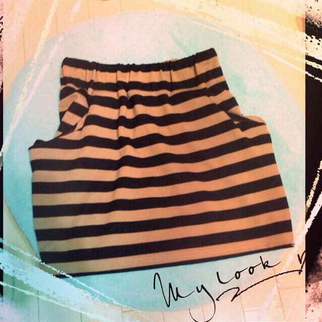 ボーダーミニスカート♡ブラウンxブラック レディースのスカート(ミニスカート)の商品写真