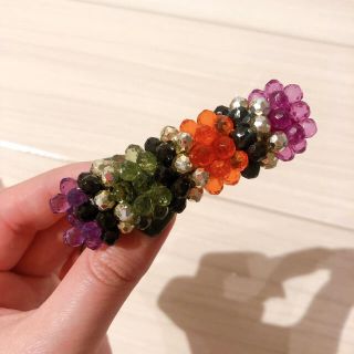 レトロ　バレッタ　ビーズ　古着　ユーズド　ヘアアクセ(バレッタ/ヘアクリップ)