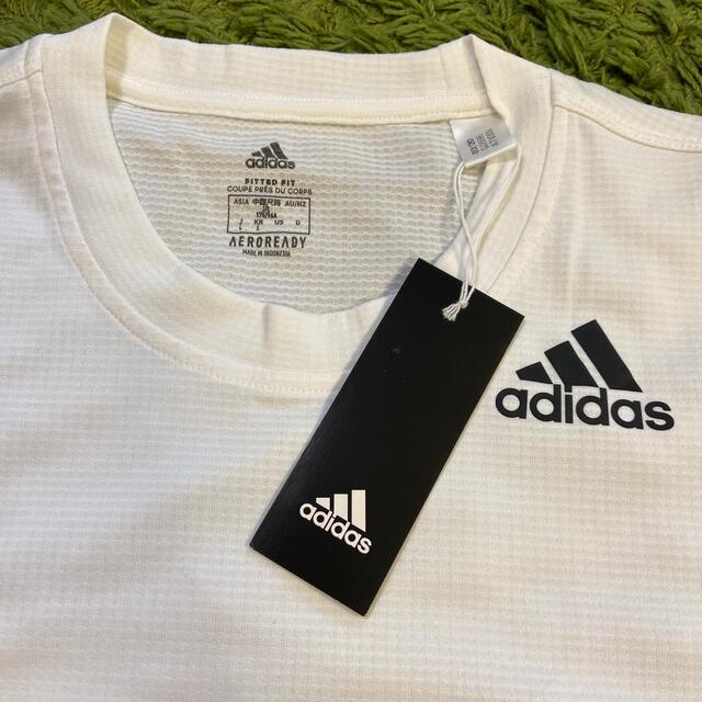 adidas(アディダス)の新品未使用アディダス白黒3本ラインTシャツLサイズ メンズのトップス(Tシャツ/カットソー(半袖/袖なし))の商品写真