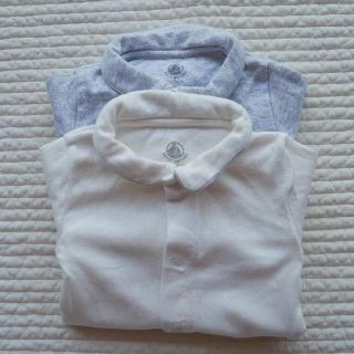 プチバトー(PETIT BATEAU)の【美品】プチバトー 長袖 衿つきボディ肌着 2枚セット 男の子 12m/74cm(肌着/下着)