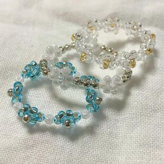 ディーホリック(dholic)のSALE‼️ハンドメイド　ビーズリング３点セット💙おまけリング付き(リング)