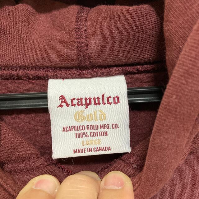 ACAPULCO GOLD(アカプルコゴールド)のAcapulco Gold  フーディ　バーガンディ　Lサイズ メンズのトップス(パーカー)の商品写真