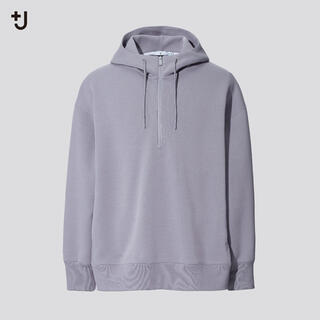 ユニクロ(UNIQLO)のユニクロ　+J  ドライスウェットハーフジップパーカ　grey L(パーカー)