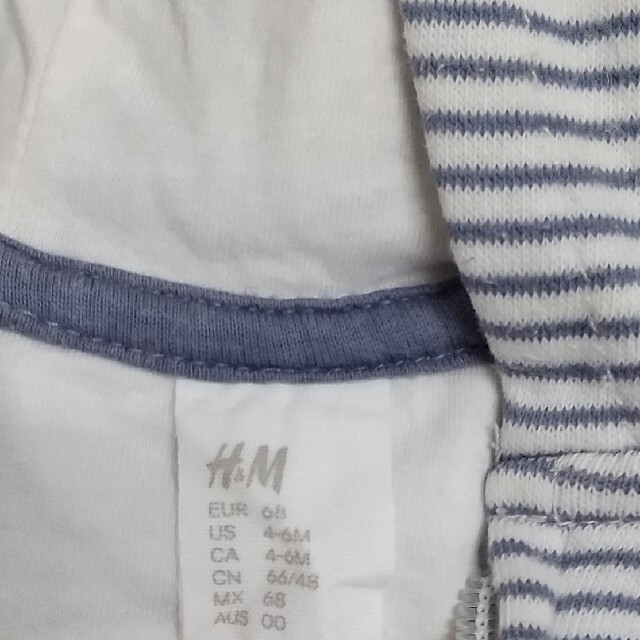 H&M(エイチアンドエム)の【H&M】ボーダー柄ロンパース キッズ/ベビー/マタニティのベビー服(~85cm)(ロンパース)の商品写真