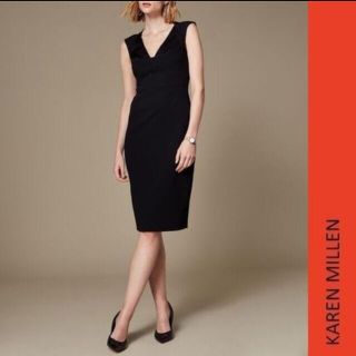 カレンミレン(Karen Millen)のカレンミレン　黒ワンピース(ひざ丈ワンピース)