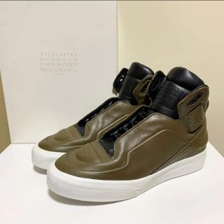 マルタンマルジェラ(Maison Martin Margiela)の☆未使用 メゾン マルジェラ レザー ハイカット スニーカー 緑×黒 イタリア製(スニーカー)