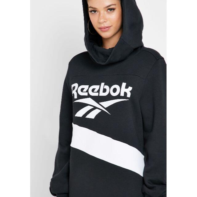 Reebok(リーボック)の【完売品】Reebok クラシックス 　ロングパーカー　ブラック　L レディースのワンピース(ロングワンピース/マキシワンピース)の商品写真