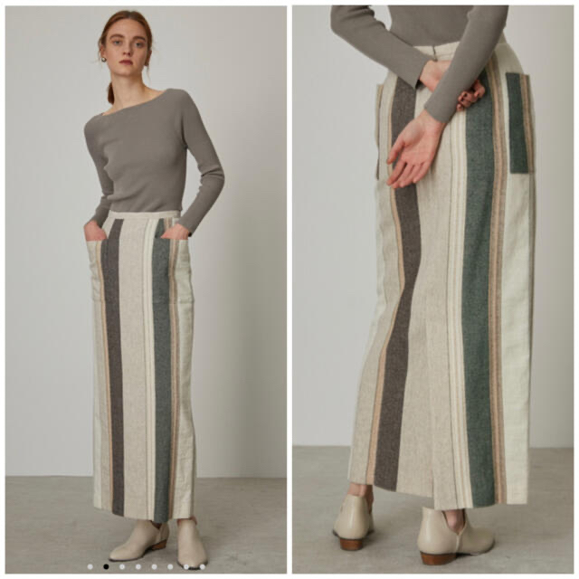 直送商品 RIM.ARKリムアークCottonwoollinenilineSKストライプ ロング