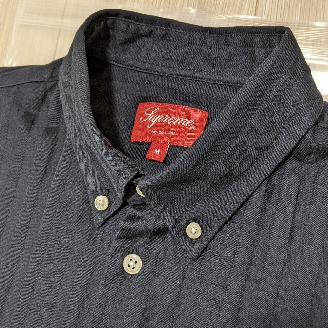 supreme Jacquard Stripe Twill Shirt ネイビー